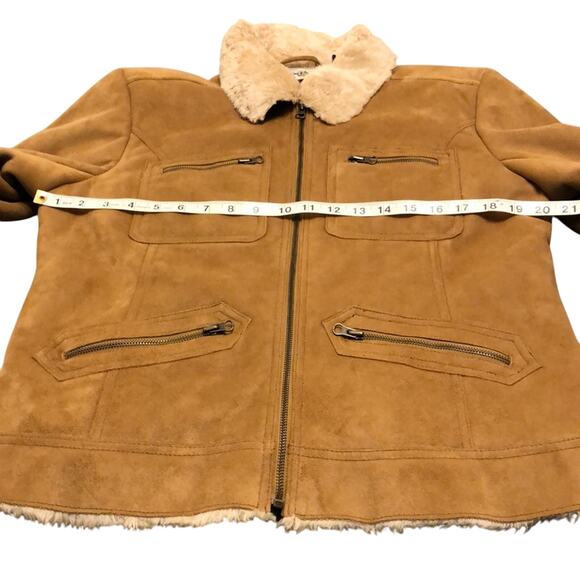 Disney Parks Light brown Faux Suede Embroidered Jacket Sherpa Size Large - Picture 11 of 14